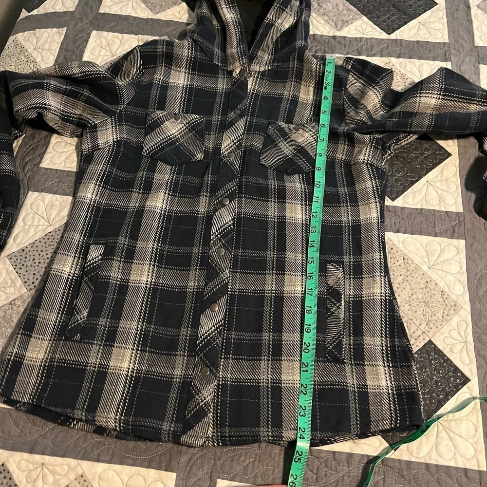Kuhl Kleo hoodie‎ Shacket blue plaid women’s size small - Picture 10 of 11